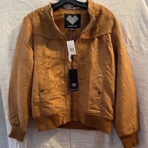 Bomber  -Jacket XL Faux Suede Coat Zip Funnel Neck Pockets Lined Brave Soul ASOS